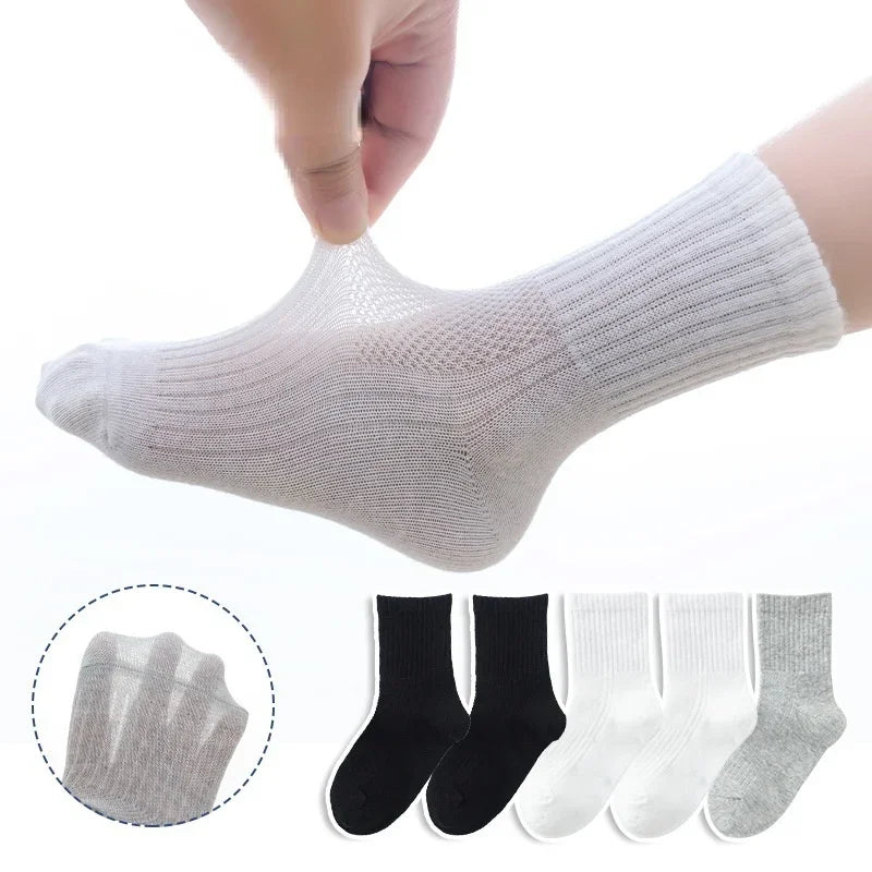 5 Pairs/ Lot kids sock Soft Breathable Cotton School Socks Girls Boys Casual Grey Black White Sports Children's Socks