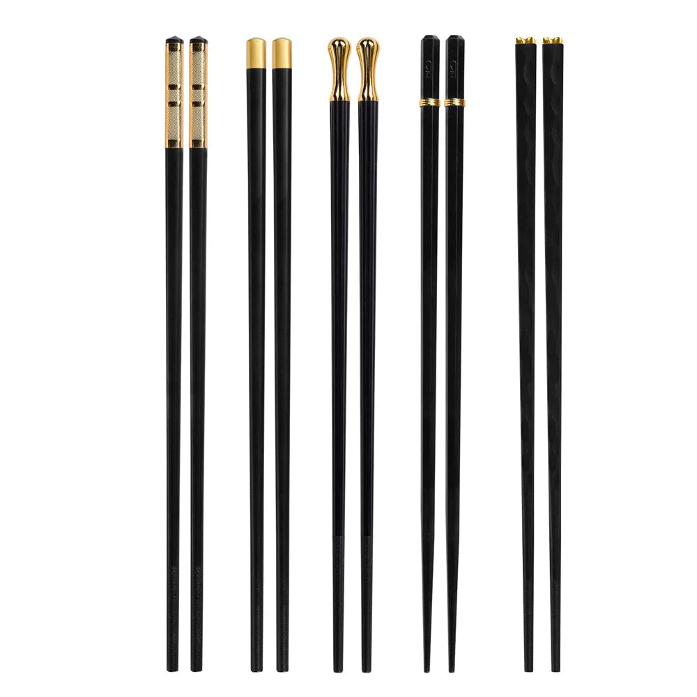 5 Pairs Non -Slip Fiberglass Chopsticks Reusable Multi-Style Chopstick Set Multipack Fancy Chopsticks Leedoar