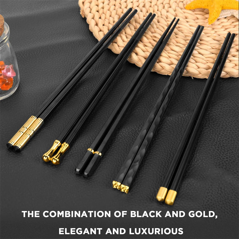 5 Pairs Non -Slip Fiberglass Chopsticks Reusable Multi-Style Chopstick Set Multipack Fancy Chopsticks Leedoar