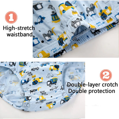 5 Pcs/Lot Children Underwear Boys Comfortable Cotton Kids Triangle Underpants Car Cartoon Briefs For Boys Aged 2 To 14 Leedoar