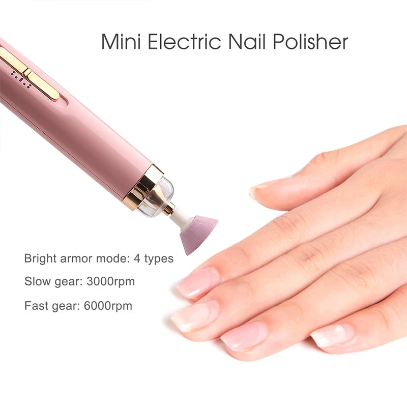 5 in 1 Electric Nail Polish Drill Machine With Light Portable Mini Electric Manicure Art Pen Tools For Gel Remover Leedoar