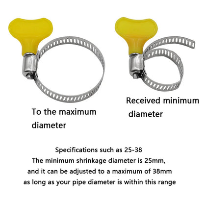 5 pcs 8-44mm Adjustable Yellow Plastic Handle Hand Twist Hose Clamps Worm Driving 201 Stainless steel Pipe Clips For Tube Leedoar