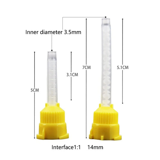 50/100PCS 1:1 Pontas de mistura dentária Cabeça de pistola de borracha de silicone Misturadores de transporte descartáveis ​​Equipamento de impressão para clareamento dos dentes 