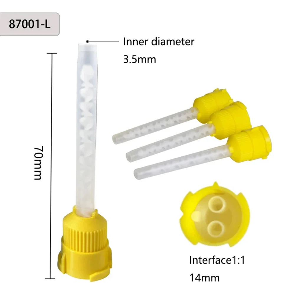 50/100 piezas 1:1 Puntas de mezcla dental Cabeza de goma de silicona Pistola de transporte desechable Mezcladores Equipo de impresión para blanqueamiento dental 