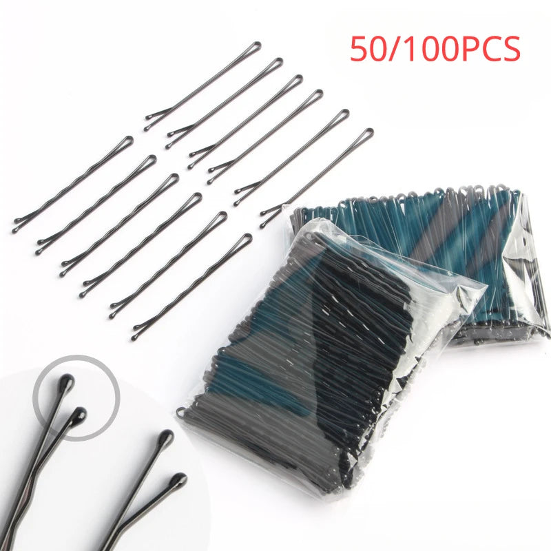 50/100pcs Black Hair Invisible Clips Black Bobby Pins For Girls Women Salon Hairdressing Styling Barrette Hair Accessories Tools Leedoar