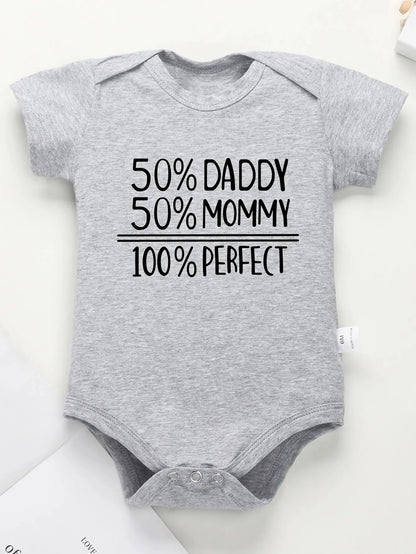 50% DADDY 50% MOMMY 100% PERFECT Letter Print Baby Romper Leedoar