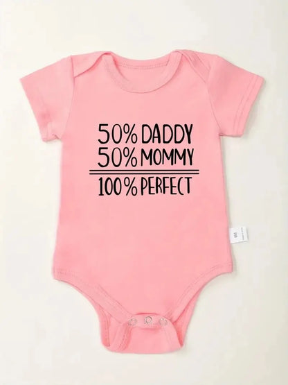 50% DADDY 50% MOMMY 100% PERFECT Letter Print Baby Romper Leedoar