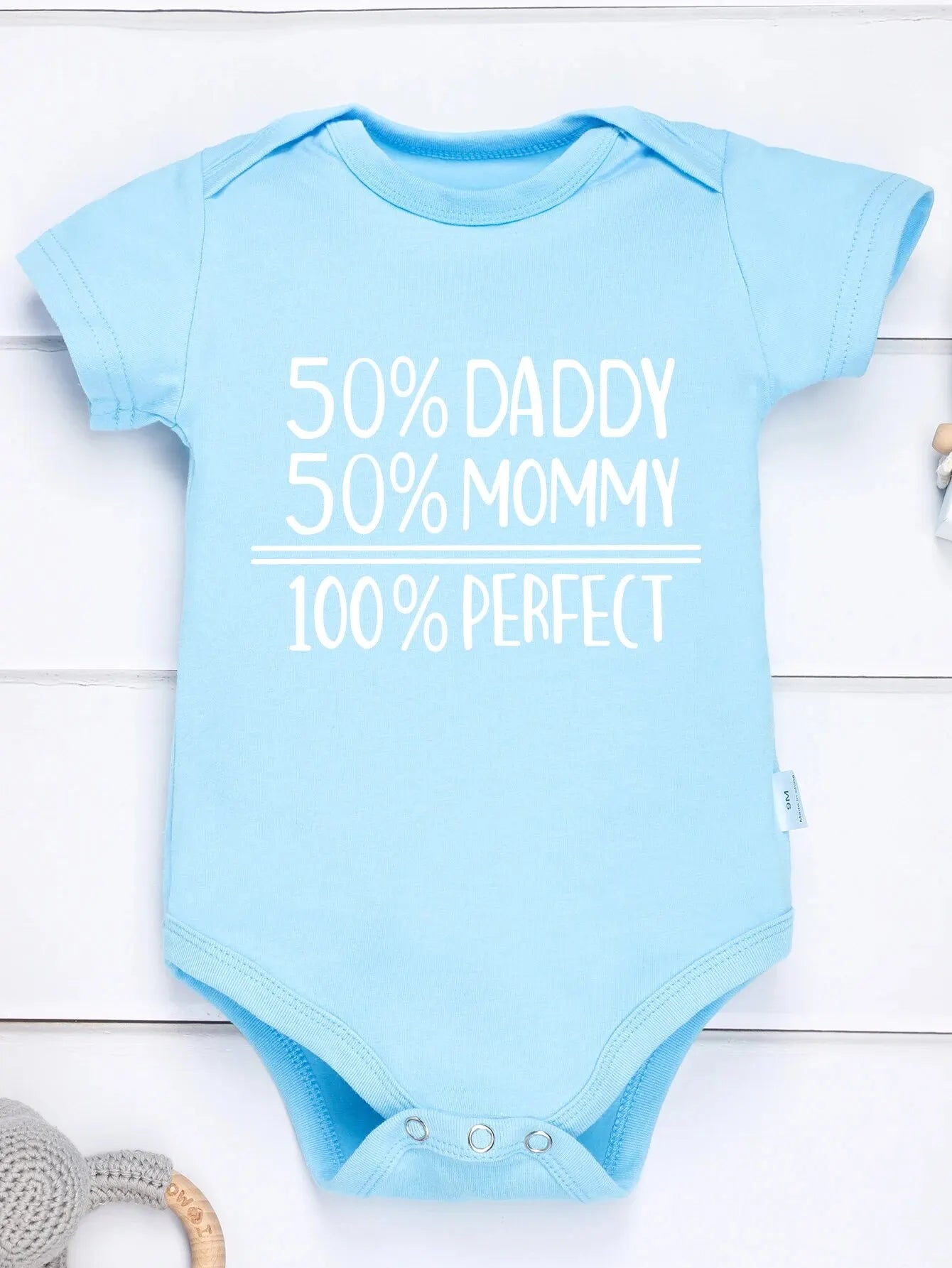 50% DADDY 50% MOMMY 100% PERFECT Letter Print Baby Romper Leedoar