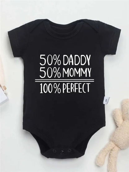 50% DADDY 50% MOMMY 100% PERFECT Letter Print Baby Romper Leedoar