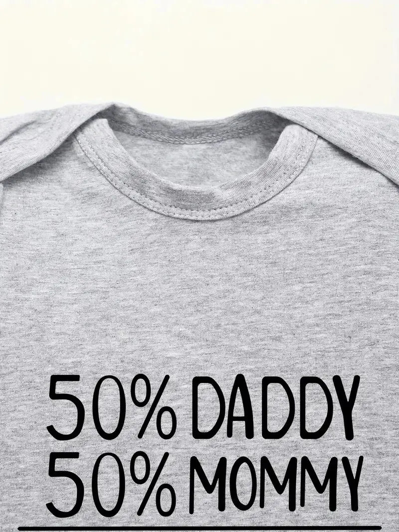 50% DADDY 50% MOMMY 100% PERFECT Letter Print Baby Romper Leedoar