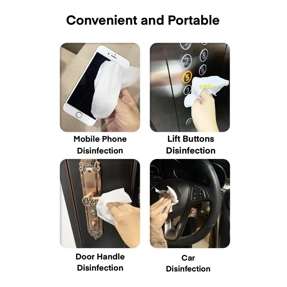 "50 PCS - 75% Alcohol Wipes, Portable Sanitizing Solution: 99.99% Effective Disinfection, Antiviral Protection for On-The-Go Use