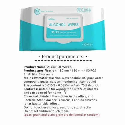 "50 PCS - 75% Alcohol Wipes, Portable Sanitizing Solution: 99.99% Effective Disinfection, Antiviral Protection for On-The-Go Use
