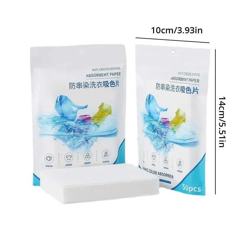 50 PCS/Bag Laundry Tablets Laundry Paper Anti-Staining Clothes Sheets Anti-String Mixing Color Absorption Washing Accessories Leedoar