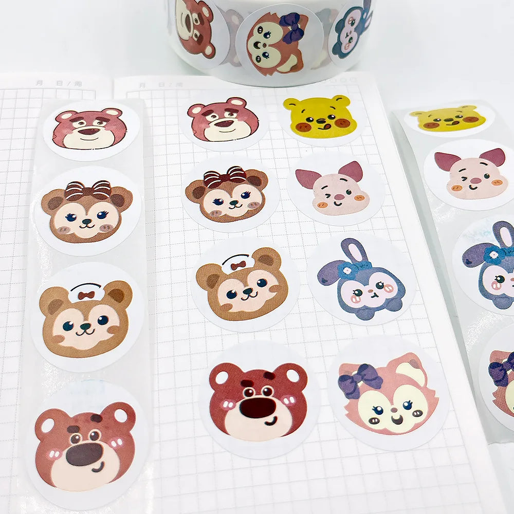 500 Sheets/Roll Doraemon Toy Stickers for Cars Bags Lotso Hello Kitty Strawberry Bears Sticker C190 Leedoar