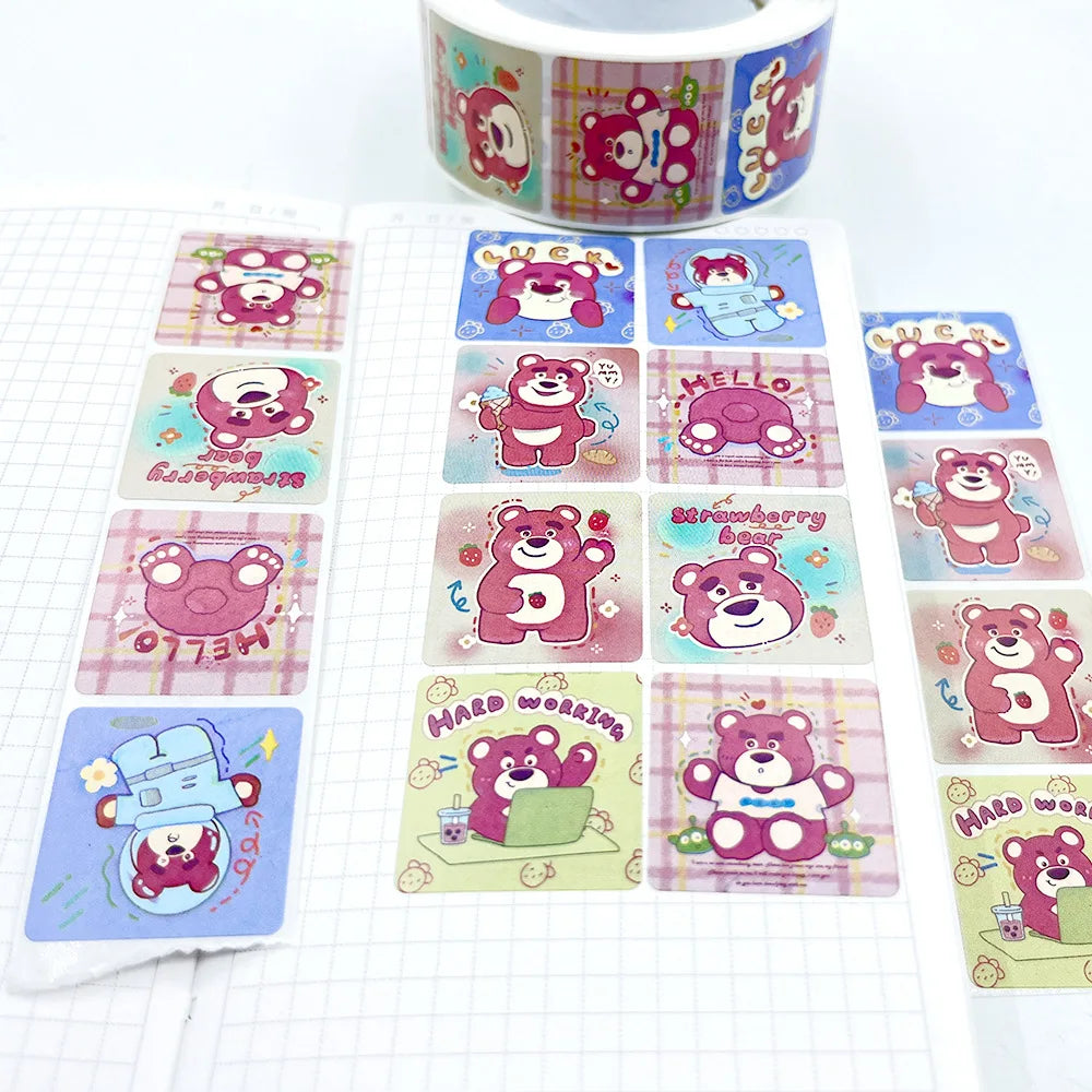 500 Sheets/Roll Doraemon Toy Stickers for Cars Bags Lotso Hello Kitty Strawberry Bears Sticker C190 Leedoar