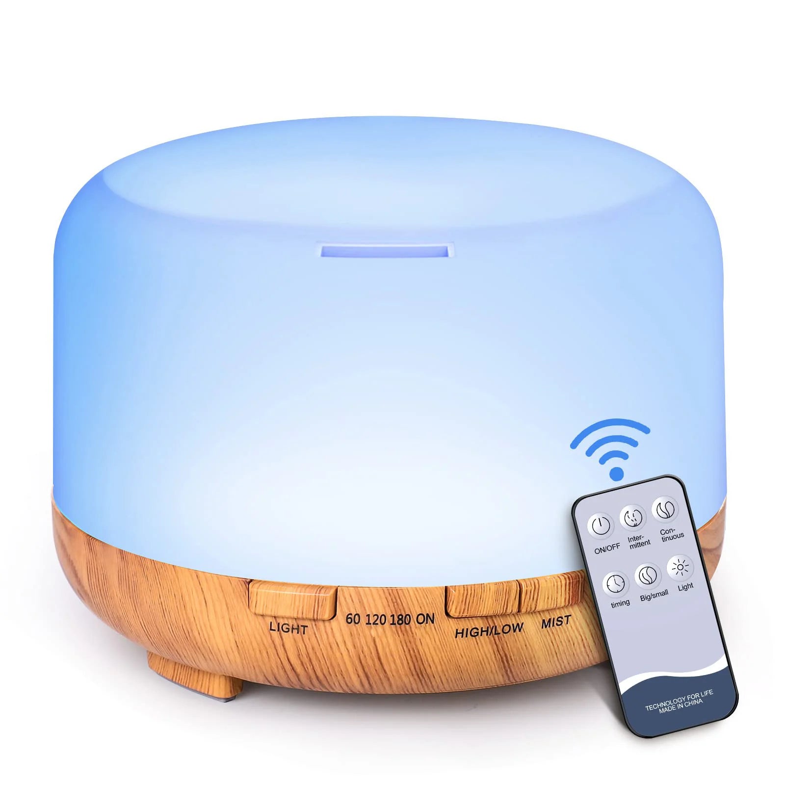 500ML Aroma Diffuser Wood Grain Color, 5V 2A Essential Oil Aromatherapy Diffuser Humidifier with Remote Control  for Home Office Leedoar
