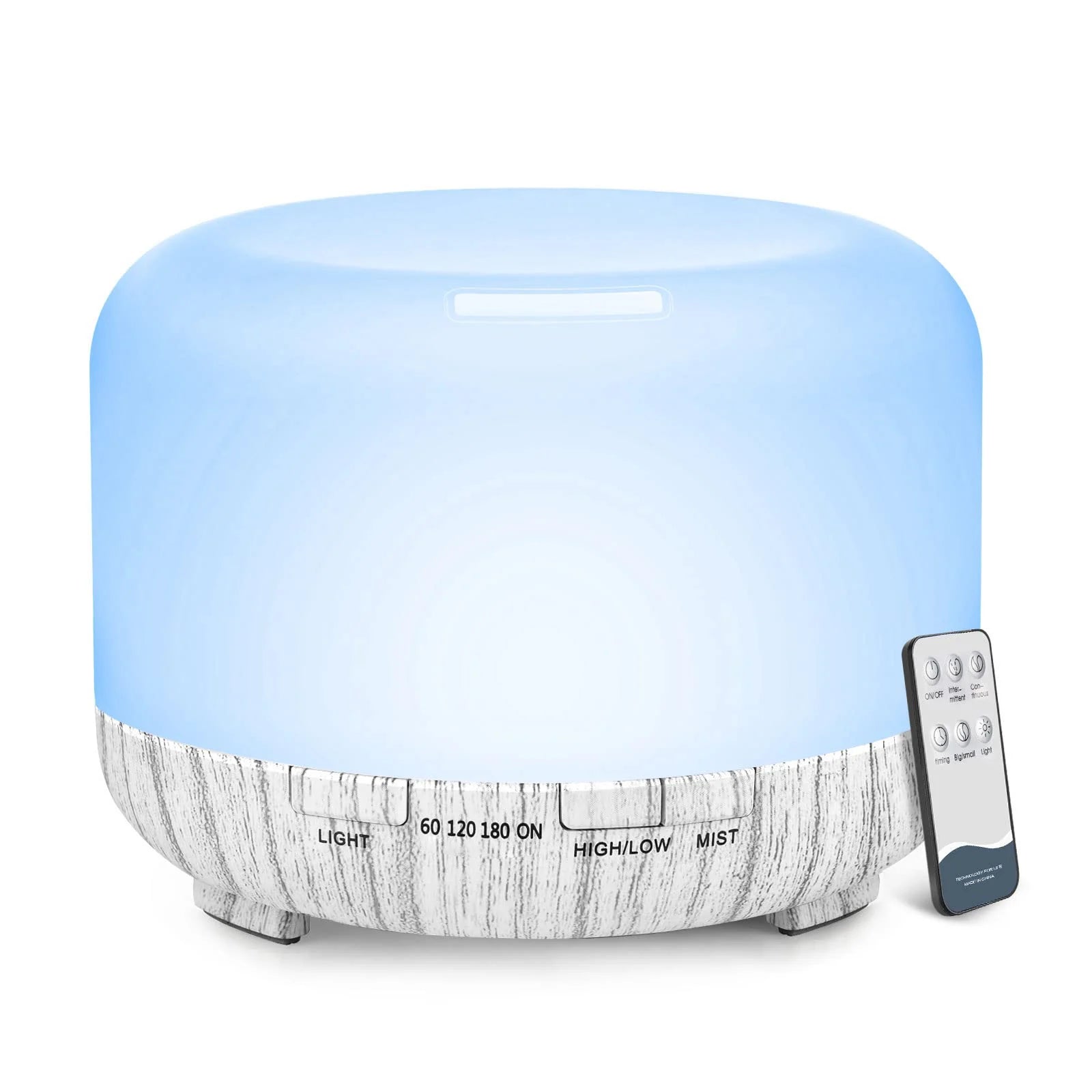 500ML Aroma Diffuser Wood Grain Color, 5V 2A Essential Oil Aromatherapy Diffuser Humidifier with Remote Control  for Home Office Leedoar