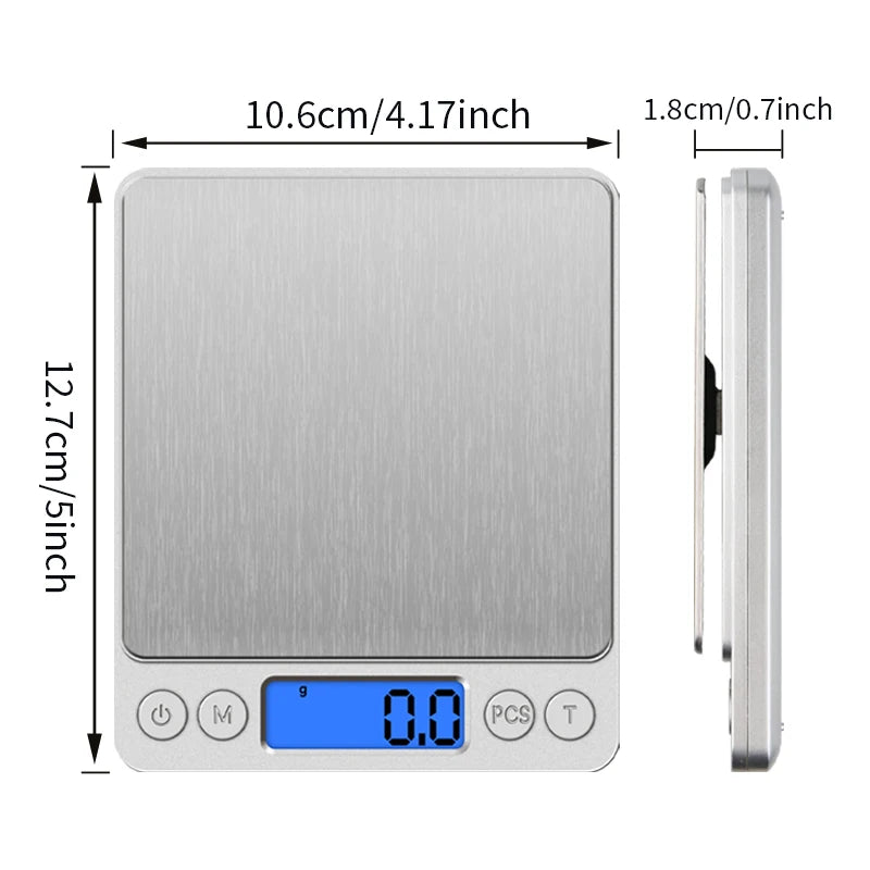 500g/0.01g Jewelry Portable Scale 3kg/0.1g Digital Display Scale Baking Electronic Scale Personal Table Scale Kitchen Food Scale