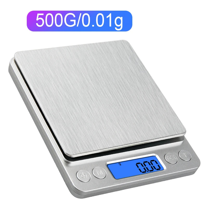 500g/0.01g Jewelry Portable Scale 3kg/0.1g Digital Display Scale Baking Electronic Scale Personal Table Scale Kitchen Food Scale