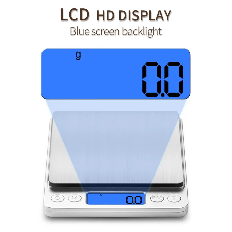 500g/0.01g Jewelry Portable Scale 3kg/0.1g Digital Display Scale Baking Electronic Scale Personal Table Scale Kitchen Food Scale