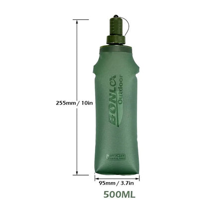 500ml TPU Outdoor Sport Bottle Folding Soft Flask Drink Water Bottle for Running Camping Hiking Bicycle Fitness Water Bag Leedoar