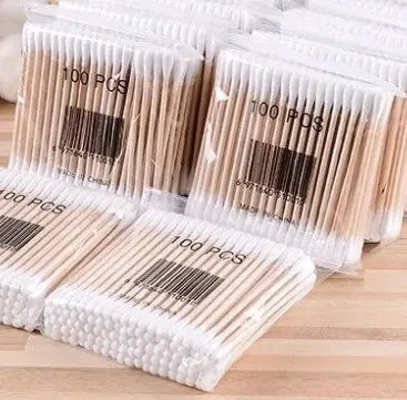 500pcs Double Head Wood Cotton Swab Nose Ears Cleaning Women Makeup Tools Lipstik Cotton Buds Tip Sticks Bastoncillos Oidos Leedoar