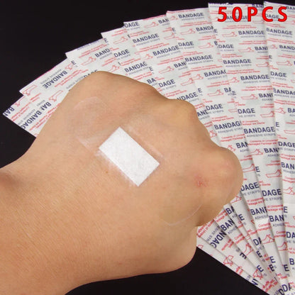 50PCS 38*38mm Transparent PU Waterproof Wound Plaster Band Aid Adhesive Bandage Protective Sticker Outdoor Home First Aid Leedoar