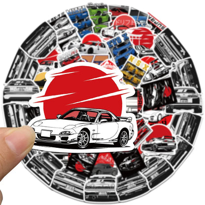 50PCS Japan JDM Racing Car Anime Graffiti Sticker Laptop Motorcycle Car Skateboard Waterproof Decal Kids Toy Gift Sticker Leedoar