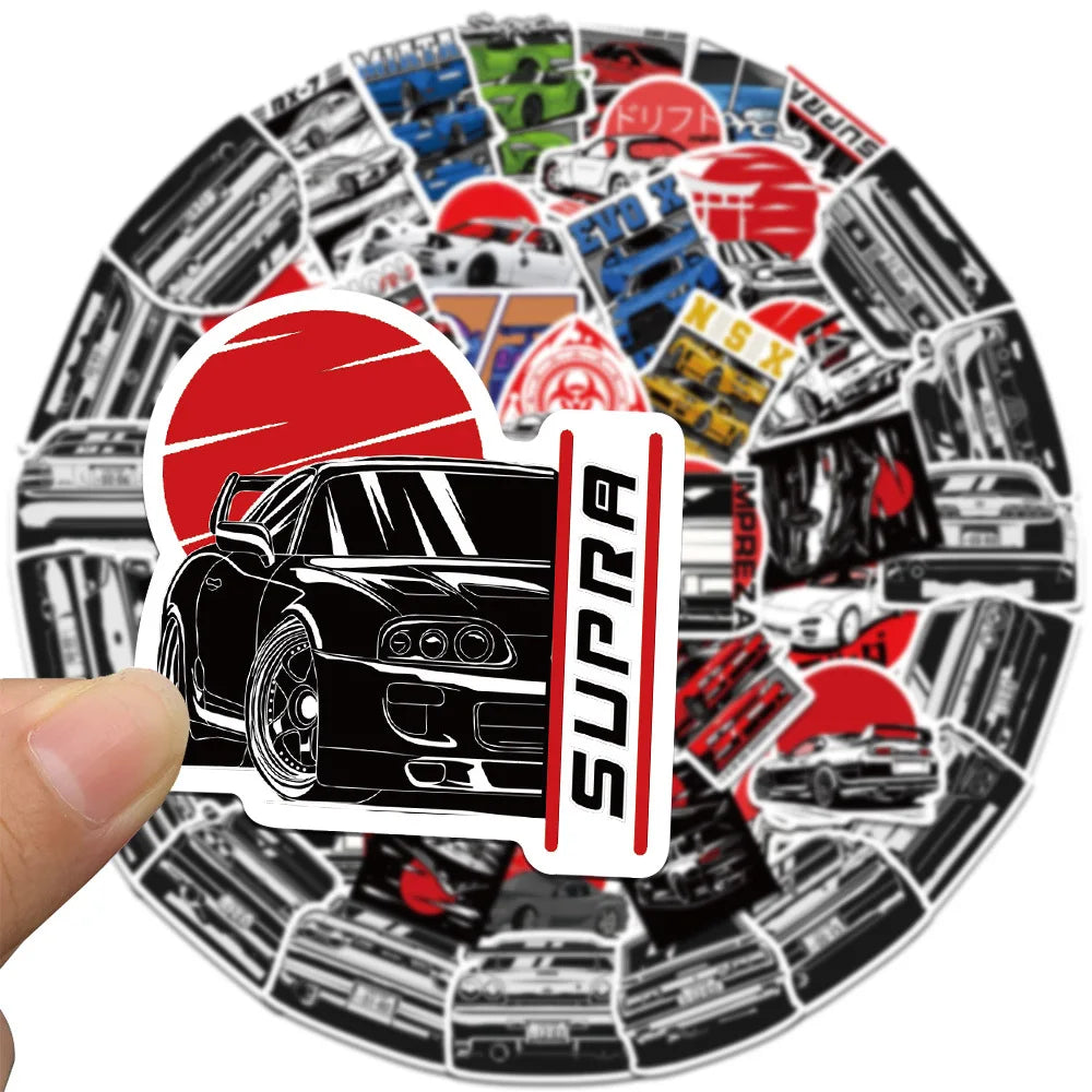 50PCS Japan JDM Racing Car Anime Graffiti Sticker Laptop Motorcycle Car Skateboard Waterproof Decal Kids Toy Gift Sticker Leedoar