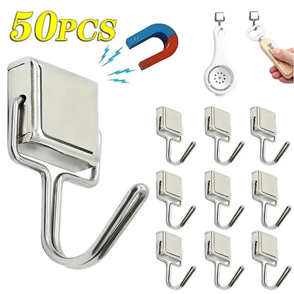 50PCS Strong Magnetic Hooks Multi-Purpose Storage Hooks Home Kitchen Bar Storage Hooks Key Storage Hooks Bathroom Hangers Leedoar