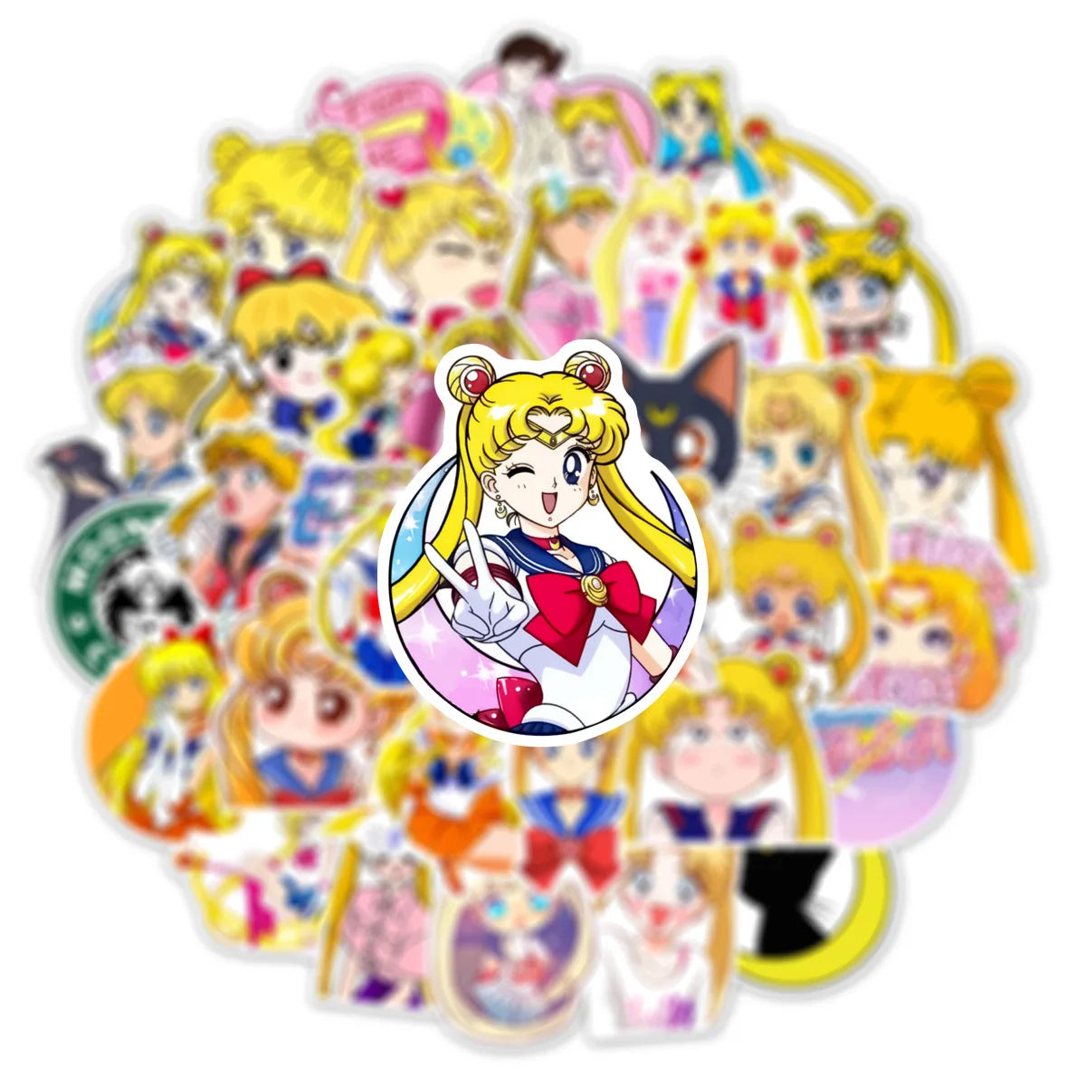 50Pcs Anime Sailor Moon Stickers Kawaii Girls DIY Luggage Water Bottle Phone Case Waterproof Cartoon Sticker for Kids Toys Leedoar