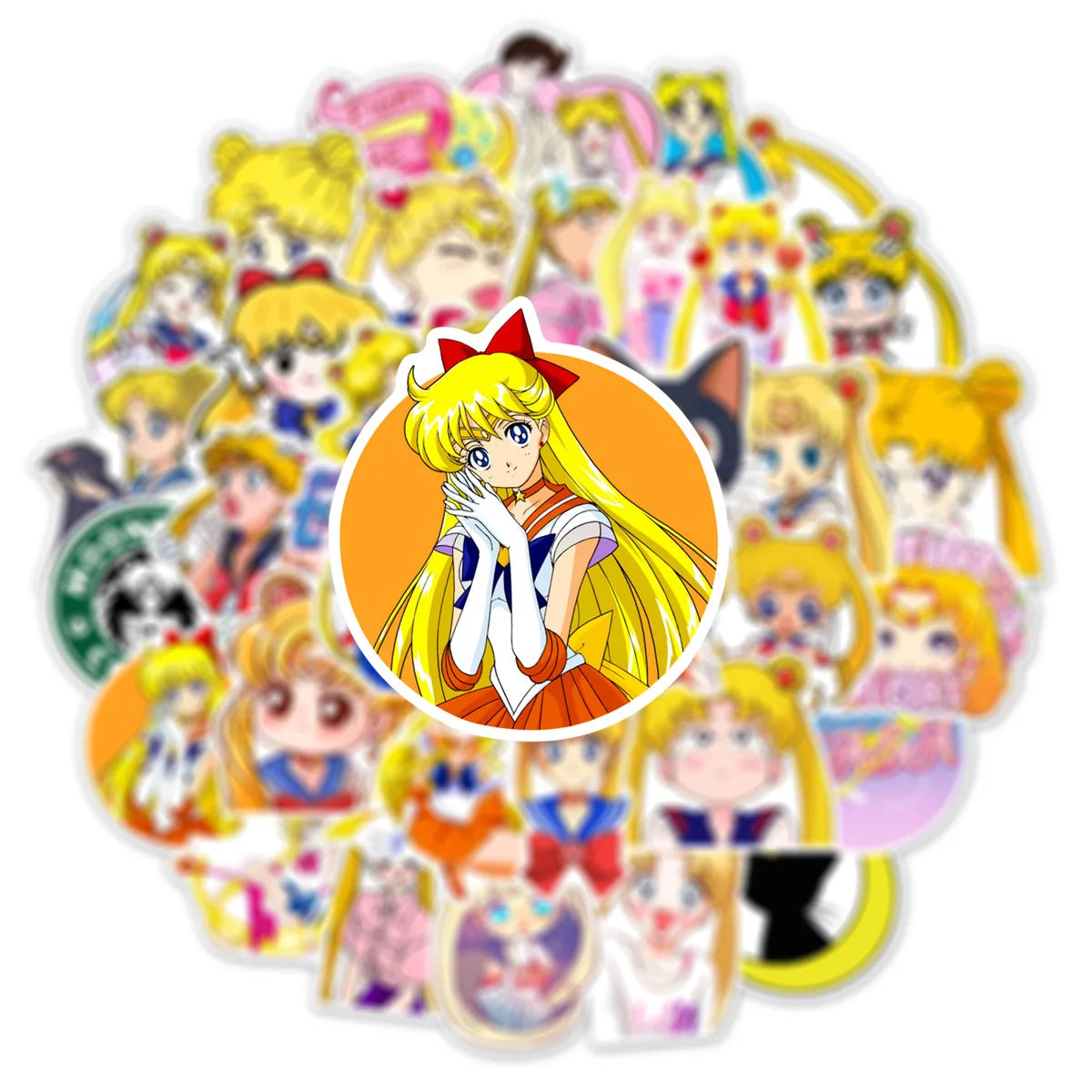 50Pcs Anime Sailor Moon Stickers Kawaii Girls DIY Luggage Water Bottle Phone Case Waterproof Cartoon Sticker for Kids Toys Leedoar