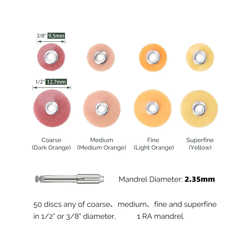 50Pcs/Bag Dental Finishing and Polishing Discs Composites Ceramics and Glass Ionomer Restorations 135℃ Autoclavable Leedoar