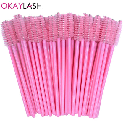 50Pcs Disposable Micro Glitter Eyelash Mascara Wands Mini Crystal Eye Lashes Brush Comb Eyebrow Spoolies Makeup Beauty Tools Leedoar