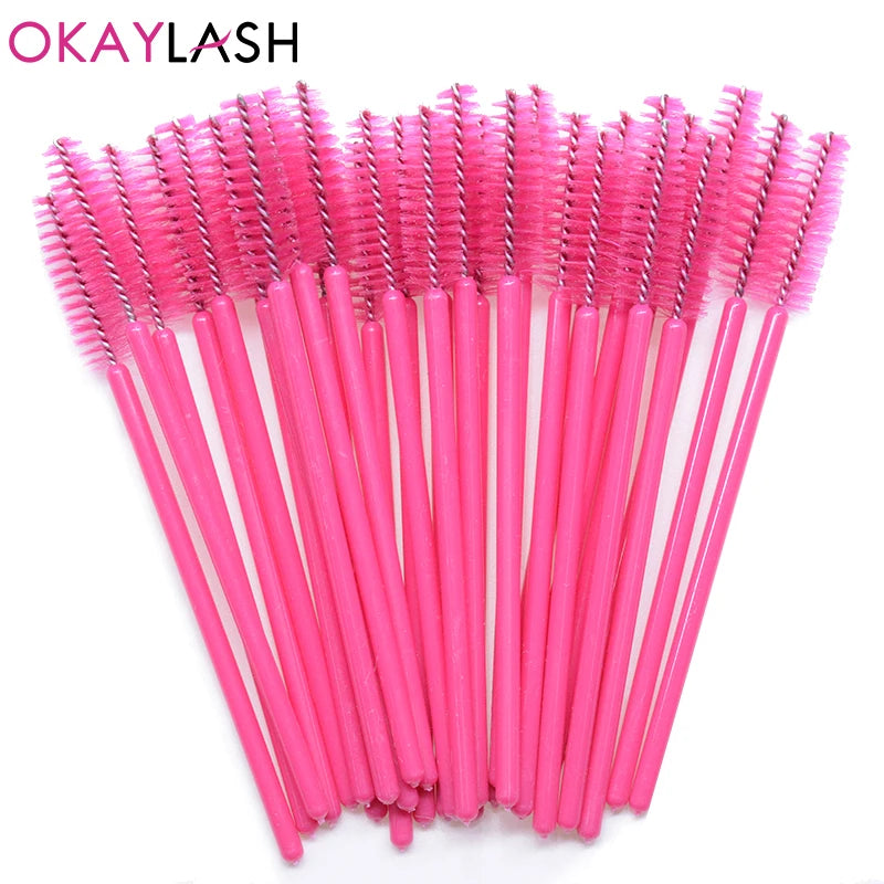 50Pcs Disposable Micro Glitter Eyelash Mascara Wands Mini Crystal Eye Lashes Brush Comb Eyebrow Spoolies Makeup Beauty Tools Leedoar