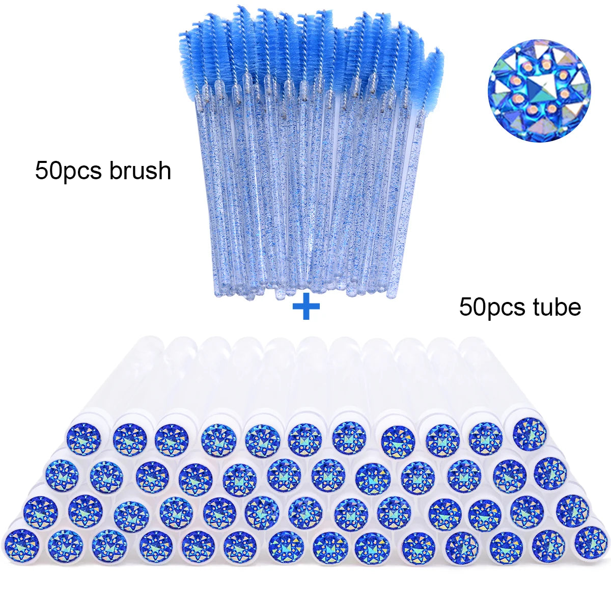 50Pcs Eyelash Brush Tubes With Crystal Lash Mascara Wands Eyebrow Comb Spoolies Container Lash Brush Applicators  Makeup Tools Leedoar