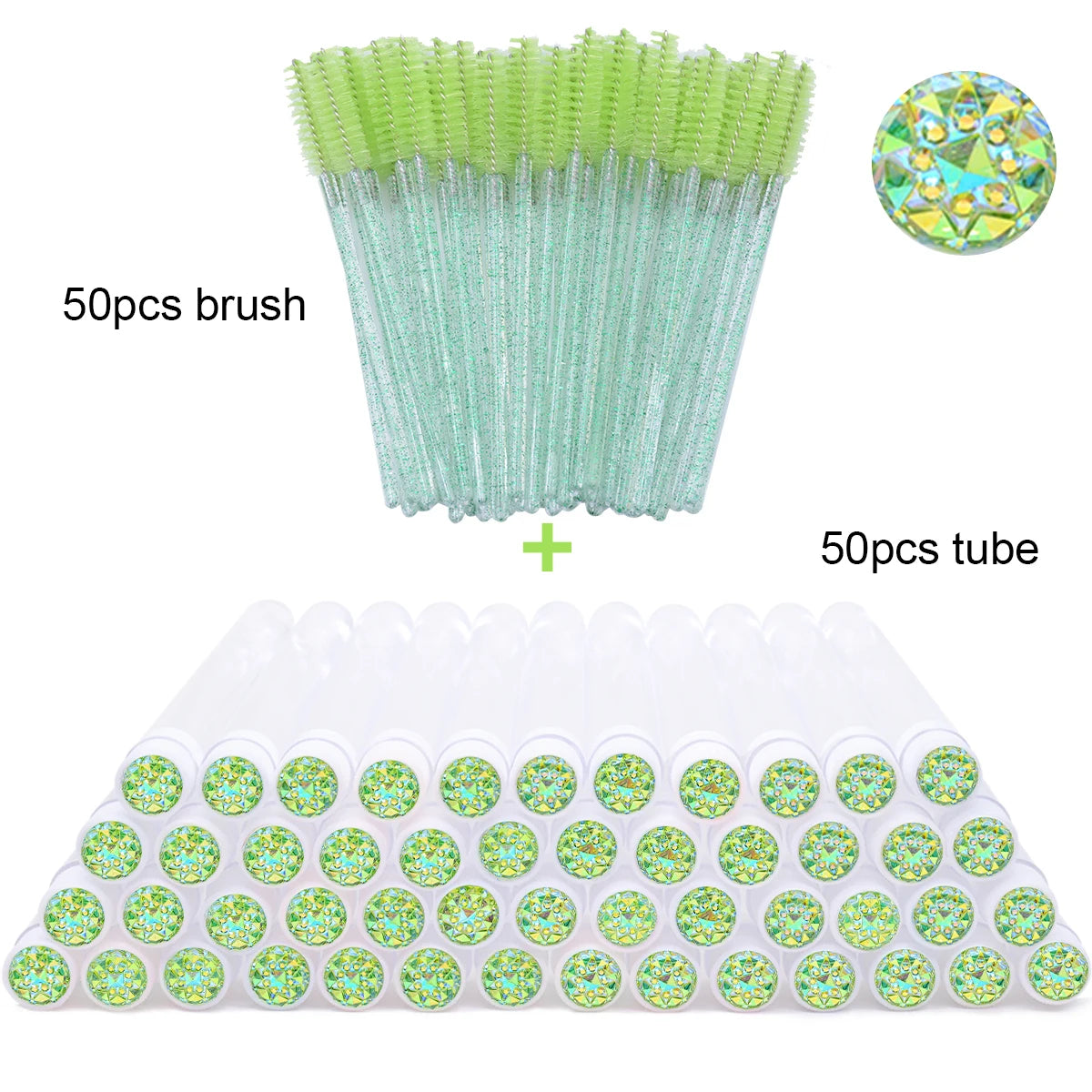 50Pcs Eyelash Brush Tubes With Crystal Lash Mascara Wands Eyebrow Comb Spoolies Container Lash Brush Applicators  Makeup Tools Leedoar