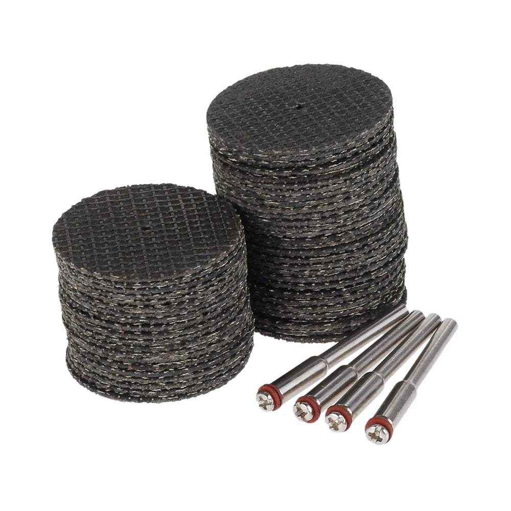 50Pcs Fiberglass Tool Abrasive 32mm Cutting Disc +4Pcs Mandrels Rotary for Dremel Accesories Metal Cutting Rotary Tool Saw Blade Leedoar