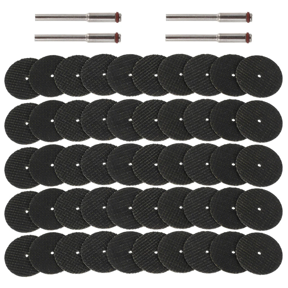 50Pcs Fiberglass Tool Abrasive 32mm Cutting Disc +4Pcs Mandrels Rotary for Dremel Accesories Metal Cutting Rotary Tool Saw Blade Leedoar