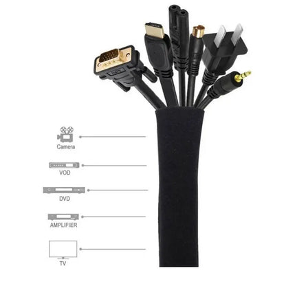 50cm Black Cable Organizer Zipper Type TV Computer Cable Sleeve Insulated Protective Office Cable Hidden Storage Management Leedoar