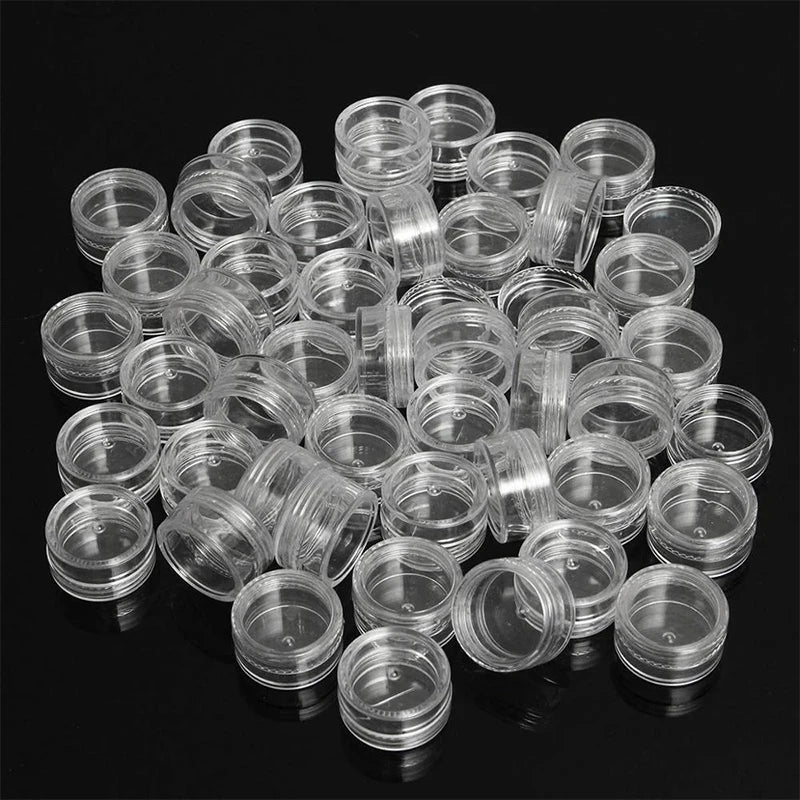 50pcs 5g Sample Clear Cream Jar Mini Cosmetic Bottles Containers Transparent Pot For Nail Arts Small Clear Can Tin For Balm Leedoar