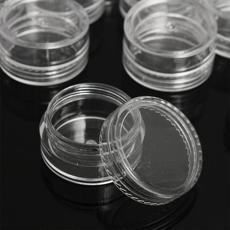 50pcs 5g Sample Clear Cream Jar Mini Cosmetic Bottles Containers Transparent Pot For Nail Arts Small Clear Can Tin For Balm Leedoar