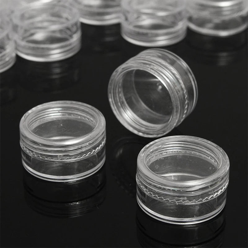 50pcs 5g Sample Clear Cream Jar Mini Cosmetic Bottles Containers Transparent Pot For Nail Arts Small Clear Can Tin For Balm Leedoar