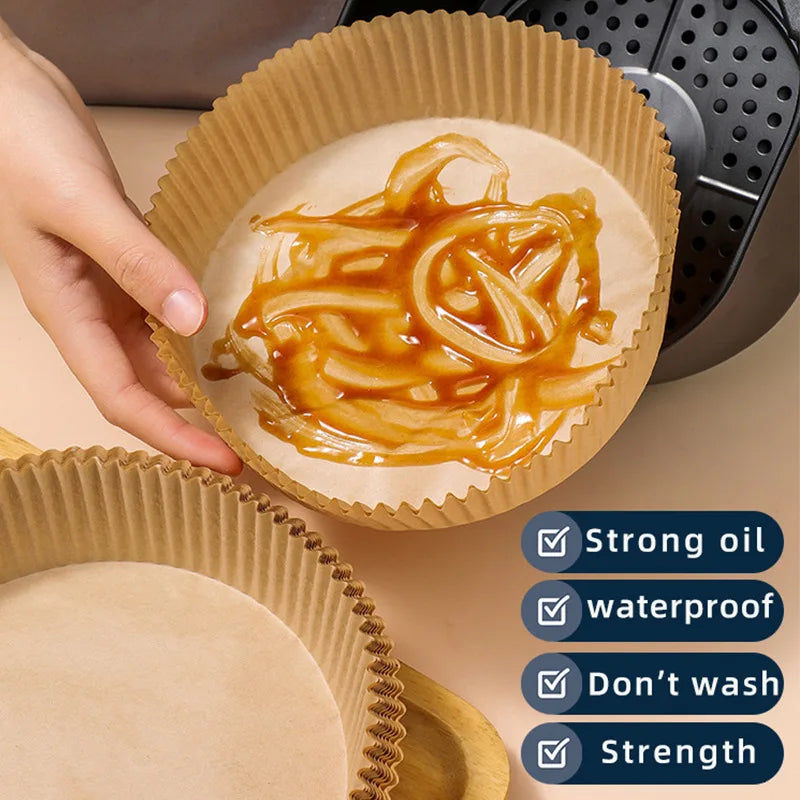 50pcs Air Fryer Special Paper Food Silicon Oil Paper Round Bracket High Temperature Absorbent Paper Baking Accessories Leedoar