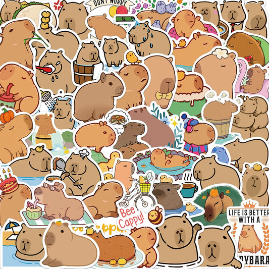 50pcs Cartoon Capybara Sticker Decals Decoration DIY Phone Notebook Suitcase Laptop Fridge Kids Sticker Leedoar