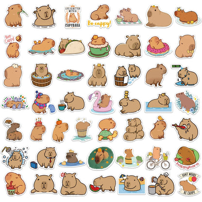 50pcs Cartoon Capybara Sticker Decals Decoration DIY Phone Notebook Suitcase Laptop Fridge Kids Sticker Leedoar