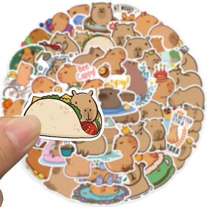 50pcs Cartoon Capybara Sticker Decals Decoration DIY Phone Notebook Suitcase Laptop Fridge Kids Sticker Leedoar