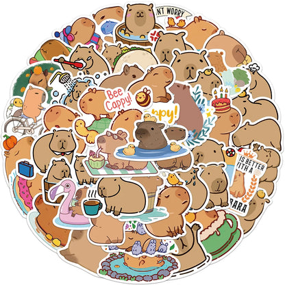 50pcs Cartoon Capybara Sticker Decals Decoration DIY Phone Notebook Suitcase Laptop Fridge Kids Sticker Leedoar