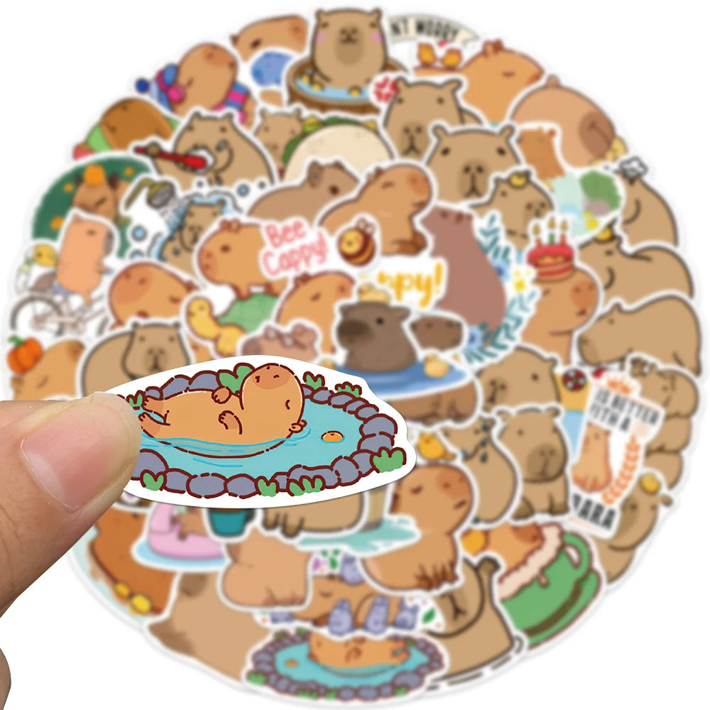 50pcs Cartoon Capybara Sticker Decals Decoration DIY Phone Notebook Suitcase Laptop Fridge Kids Sticker Leedoar