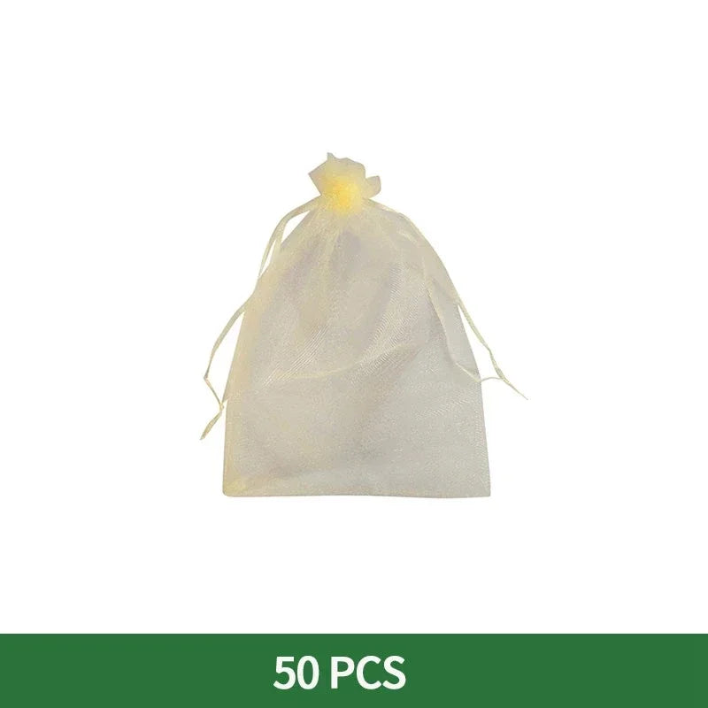 50 bolsas de protección para frutas, control de plagas, red antipájaros para jardín, bolsas de fresas, bolsas de malla para uvas, bolsas con cordón para cultivo de plantas 